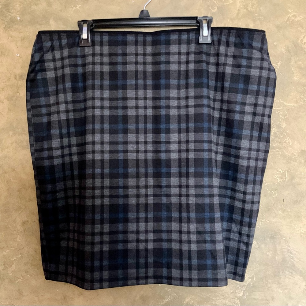 Violeta by Mango Plaid Ponte Stretch Pencil Skirt